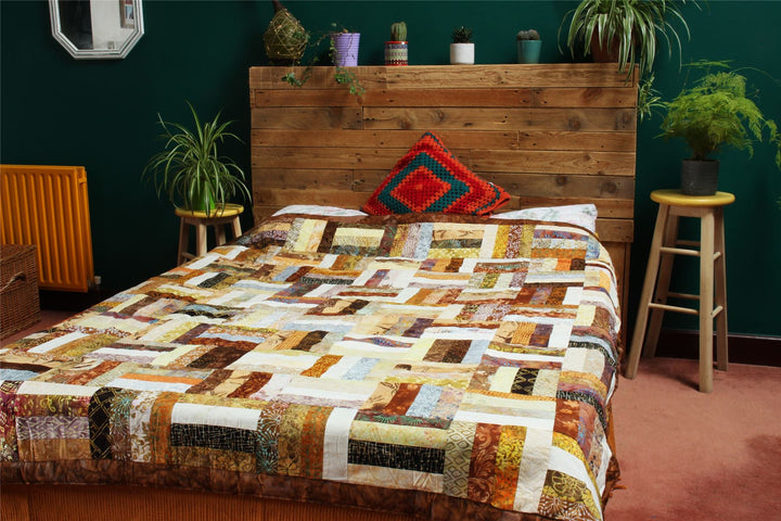 Handmade Quilted Patchwork Batik Printed Bedspread