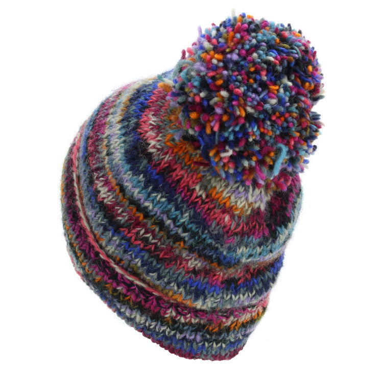 Hand Knitted Wool Beanie Bobble Hat - SD Electric