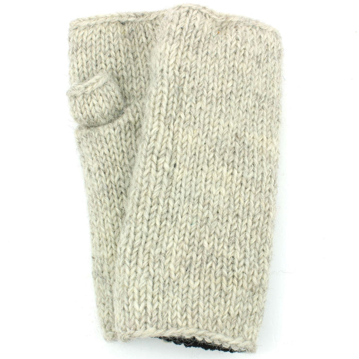 Wool Knit Arm Warmer - Plain - Light Grey