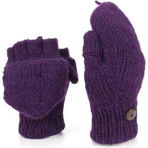 Fingerlose Schützenhandschuhe aus dickem Wollstrick – einfarbig – lila