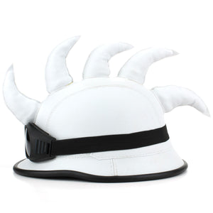 Saw Blade Mohawk Horned Novelty Festival hjelm med beskyttelsesbriller - hvid