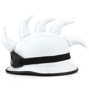 Saw Blade Mohawk Horned Novelty Festival Helmet with Goggles - White