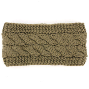 Knitted Ribbed Headband - Brown