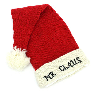 Håndstrikket julehue i uld - hr. claus