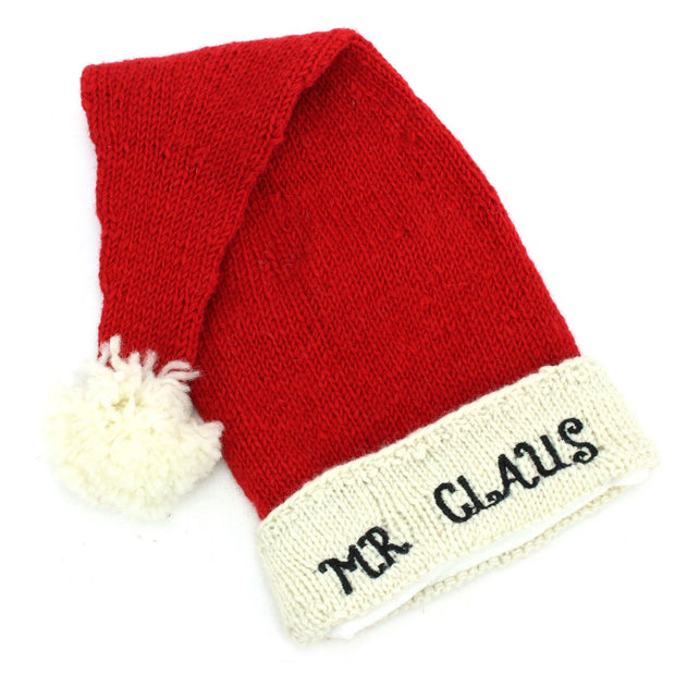 Hand Knitted Wool Christmas Beanie Hat - Mr Claus