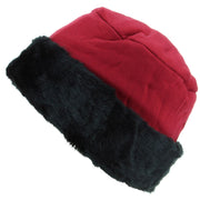 Ladies Jersey Hat with Faux Fur Cuff - Red