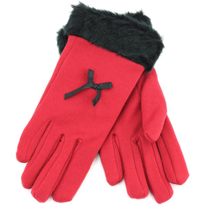 Handschuhe mit Pelzmanschetten – rot