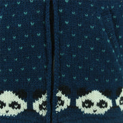 Chunky Wool Knit Animal Hoodie - Panda - Navy