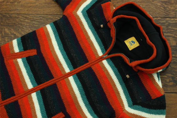 Hand Knitted Wool Hooded Jacket Cardigan - Stripe Anu