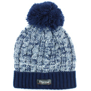 Childrens Thermal Lined Beanie Bobble Hat - Navy