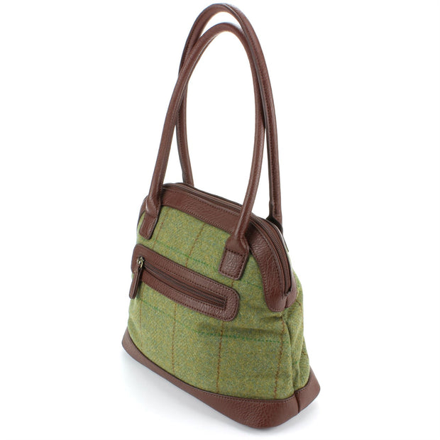 Tweed Shopper Tote Bag Handbag - Mid Green