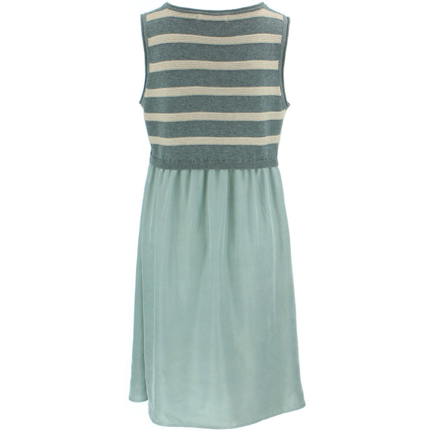 Sleeveless Knitted Sheath Dress - Grey Blue