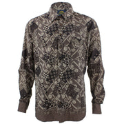Tailored Fit Long Sleeve Shirt - Grey Patterned Tiles