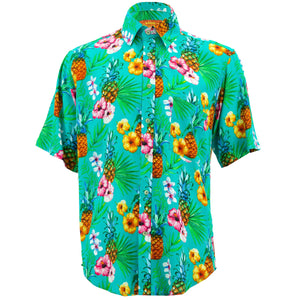 Chemise à manches courtes coupe classique - totalement tropicale - turquoise