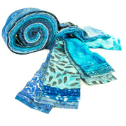 Cotton Batik Pre Cut Fabric Bundles - Jelly Roll - Azure Blue