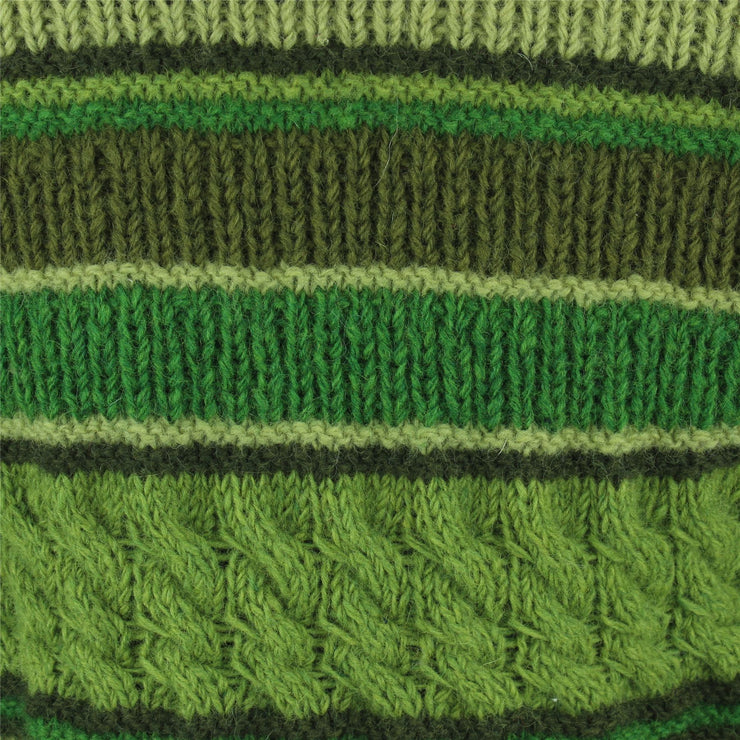 Chunky Wool Multi Knit Hoodie - Green