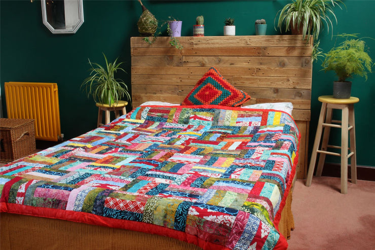 Handmade Quilted Patchwork Batik Printed Bedspread