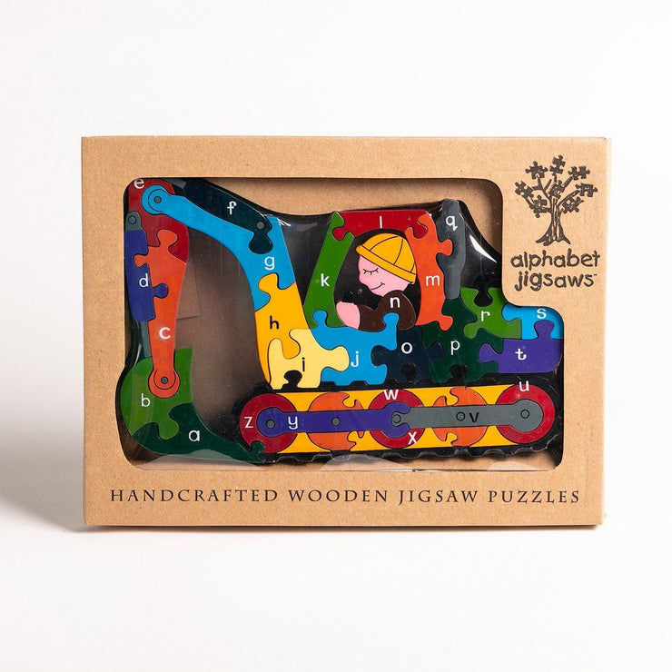 Handmade Wooden Jigsaw Puzzle - Alphabet Digger