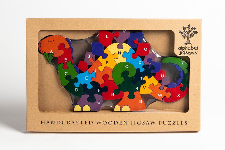 Handmade Wooden Jigsaw Puzzle - Alphabet Dinosaur