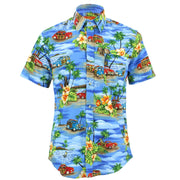 Tailored Fit Short Sleeve Shirt - Blue Sky Beaches & Classic Cars