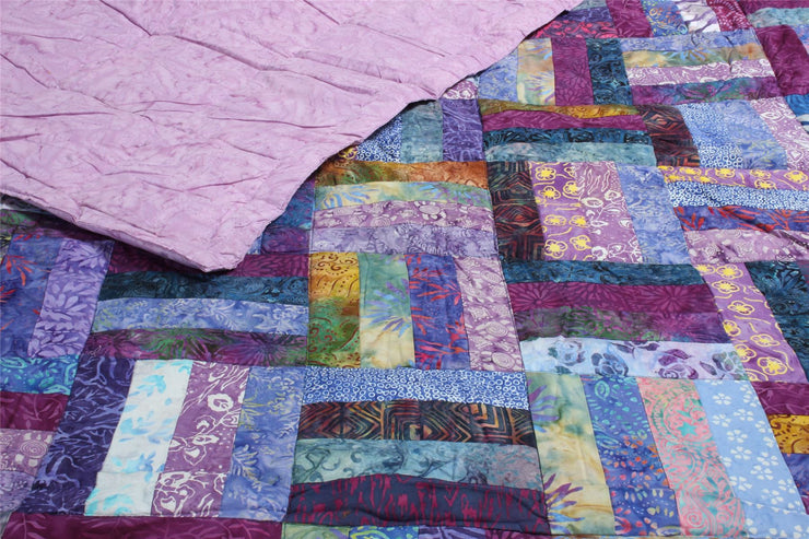 Handmade Quilted Patchwork Batik Printed Bedspread