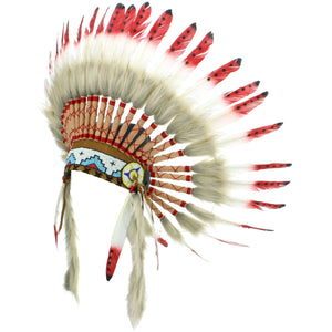 Kopfschmuck des Häuptlings der amerikanischen Ureinwohner – Rot mit schwarzen Flecken (braunes Fell)