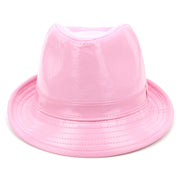 Shiny PU leather trilby hat - Pink