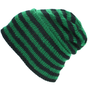 Wollstrick-Ridge-Mütze mit Fleecefutter – Grün und Schwarz