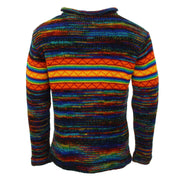 Hand Knitted Wool Jumper - SD Black Rainbow Orange