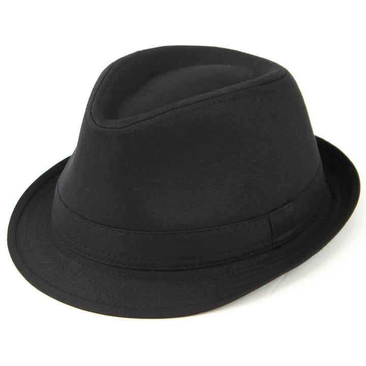 Plain Cotton Trilby Hat - Black