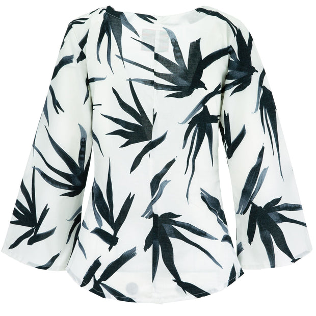Wrap Top with Flared Sleeve - Bamboo Leaf