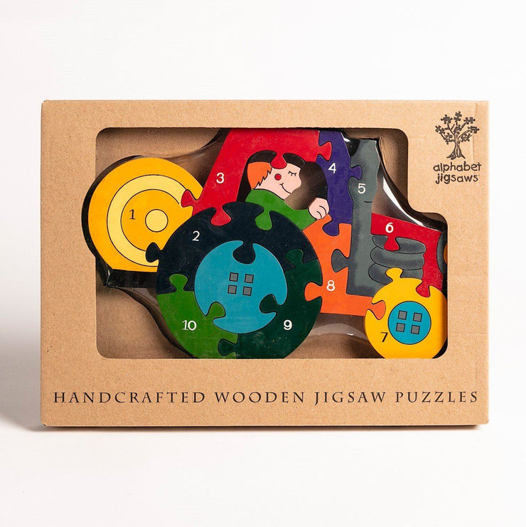 Handmade Wooden Jigsaw Puzzle - Number Tractor