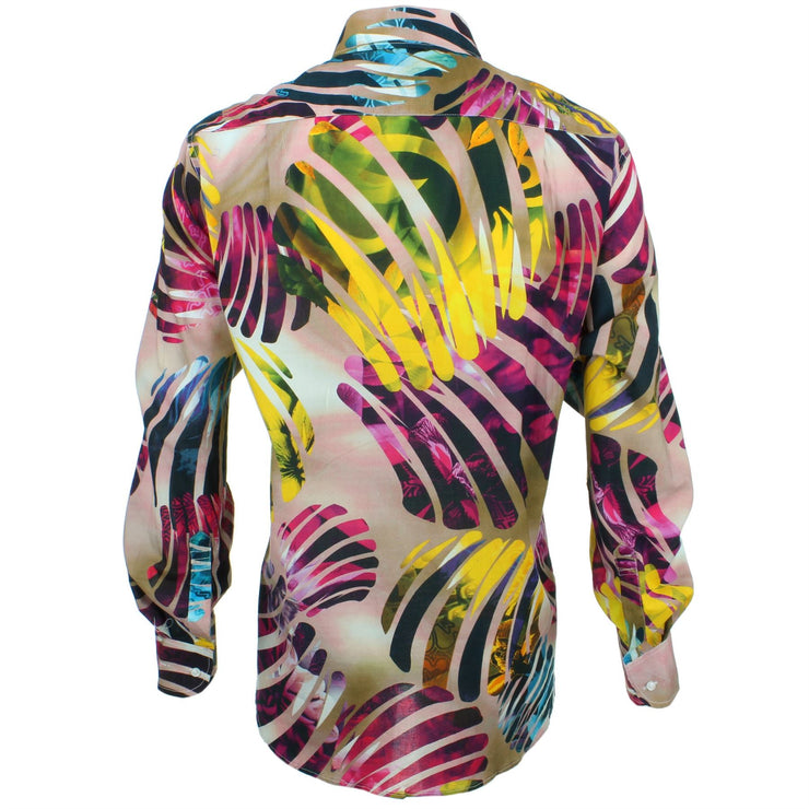 Regular Fit Long Sleeve Shirt - Red & Yellow Abstract Jungle