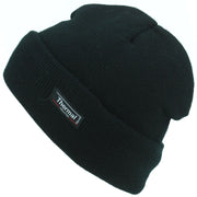 Fine Knit Beanie Hat - Black