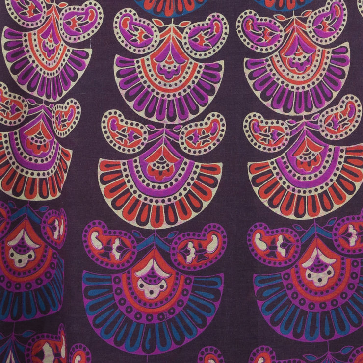 Long Maxi Wrap Skirt with Block Print Mandala - Purple & Blue