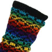 Chunky Wool Knit Leg Warmers - Rainbow Diamond