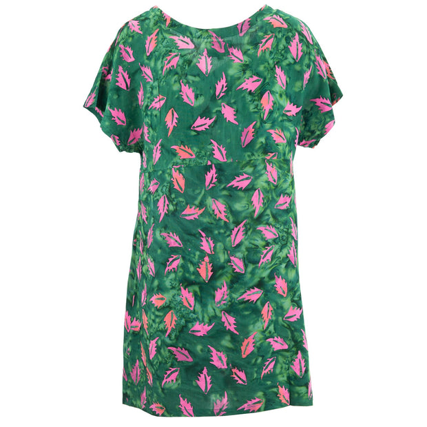 Lolo Short Shift Dress - Green Batik Leaf