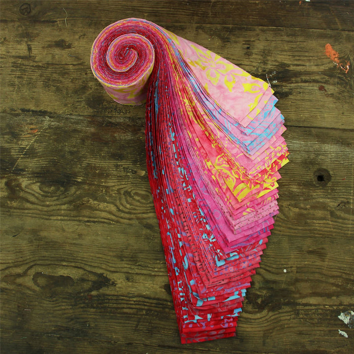 Cotton Batik Pre Cut Fabric Bundles - Jelly Roll  - Love & Pink