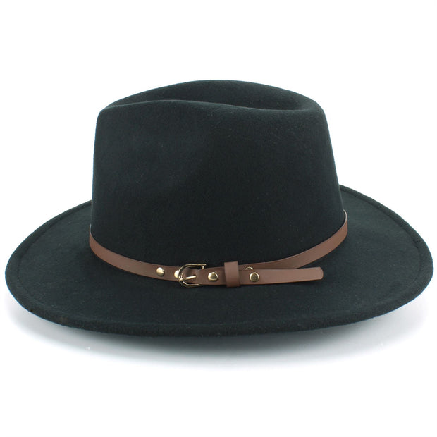Fedora Hat with Faux Leather Band - Black