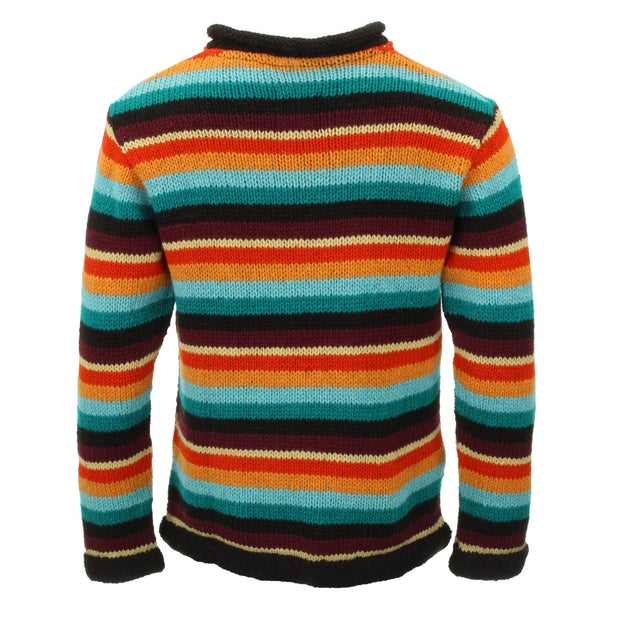 Hand Knitted Wool Jumper - Stripe Retro D