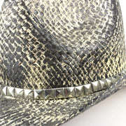 Weathered Snakeskin Effect Straw Cowboy Hat with Studded Band