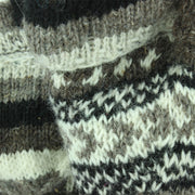 Chunky Wool Knit Fingerless Shooter Gloves - Chevron - Black