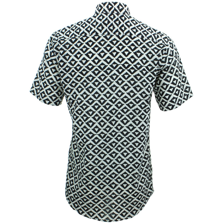 Tailored Fit Short Sleeve Shirt - Block Print - Triangles