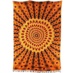 Viskose-Rayon-Sarong – Pfau – Orange und Rot