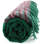 Tibetan Wool Blend Shawl Blanket - Green with Maroon Reverse