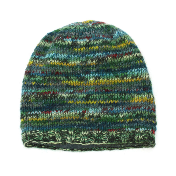 Hand Knitted Baggy Slouch Beanie Hat - SD Green Mix