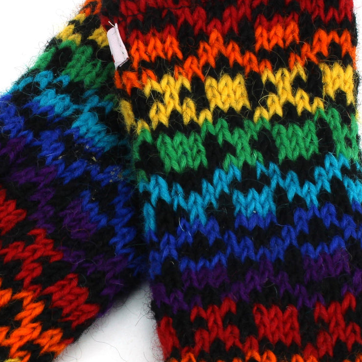 Wool Knit Arm Warmer - Rainbow Diamond