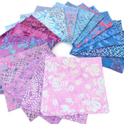 Cotton Batik Charm Pack Pre Cut Fabric Bundle - Pinks to Blues