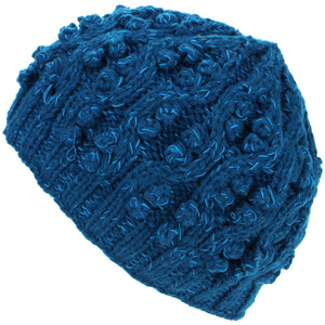 Bonnet en tricot acrylique - bleu