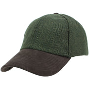 Wool Tweed Herringbone Baseball Cap - Green